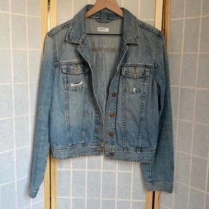 GAP Womens Distressed Denim Jean Jacket Large